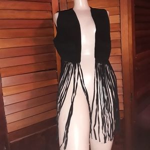 Leather Vest with fringed trim